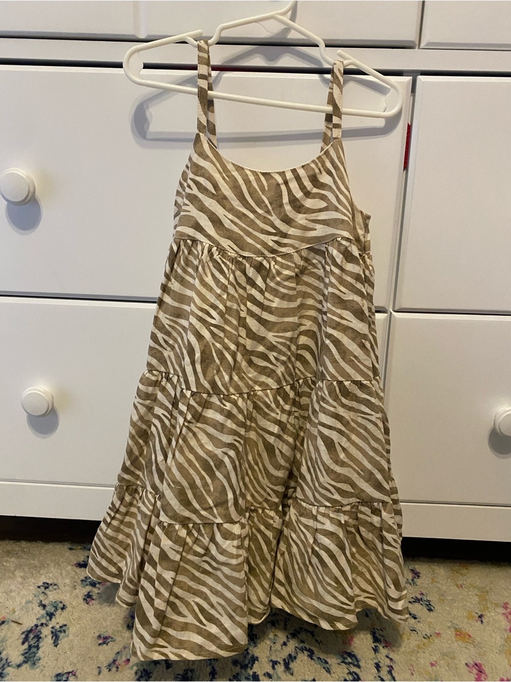 Cactus and Pearl Tan Zebra Tiered Sundress / Size 4T / NWOT